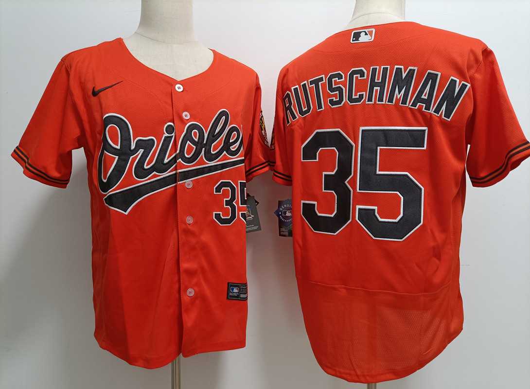 Men%27s Baltimore Orioles #35 Adley Rutschman Orange Stitched Flex Base Nike Jersey->baltimore orioles->MLB Jersey